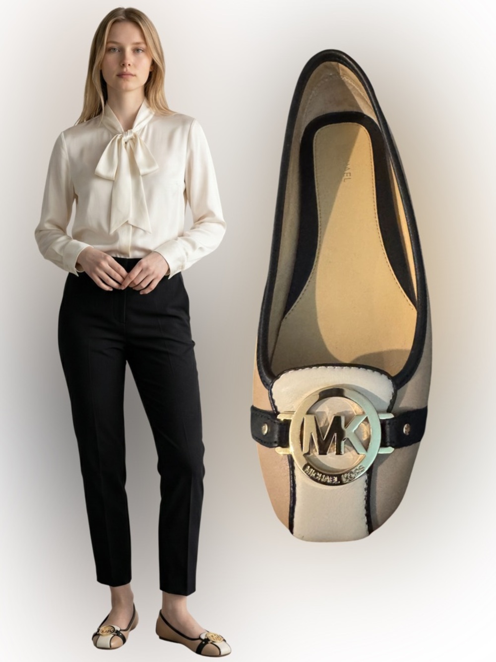 MICHAEL Michael Kors Cream/Tan/Black Moccasin Flats